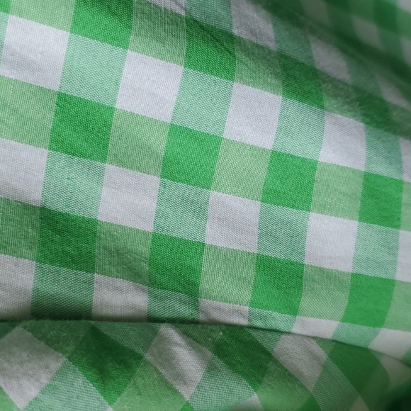 Roaman's green & white French  check SS button down blouse 22W - Picture 9 of 10